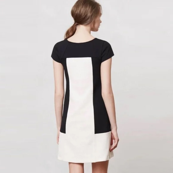 Maeve/Anthropologie Colorblock Black & Ivory Shift Dress, Size XS - Picture 2 of 6
